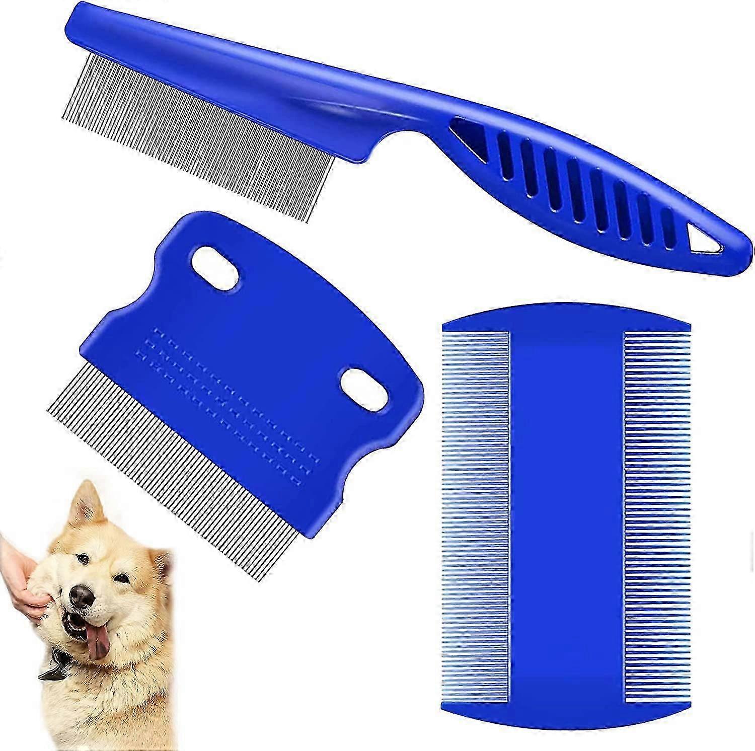 3PCSノミの櫛、犬のノミの櫛、猫と犬の美容の櫛のノミの除去櫛の細い歯の櫛の美しさは、浮遊する髪、涙の跡、ダニ、および