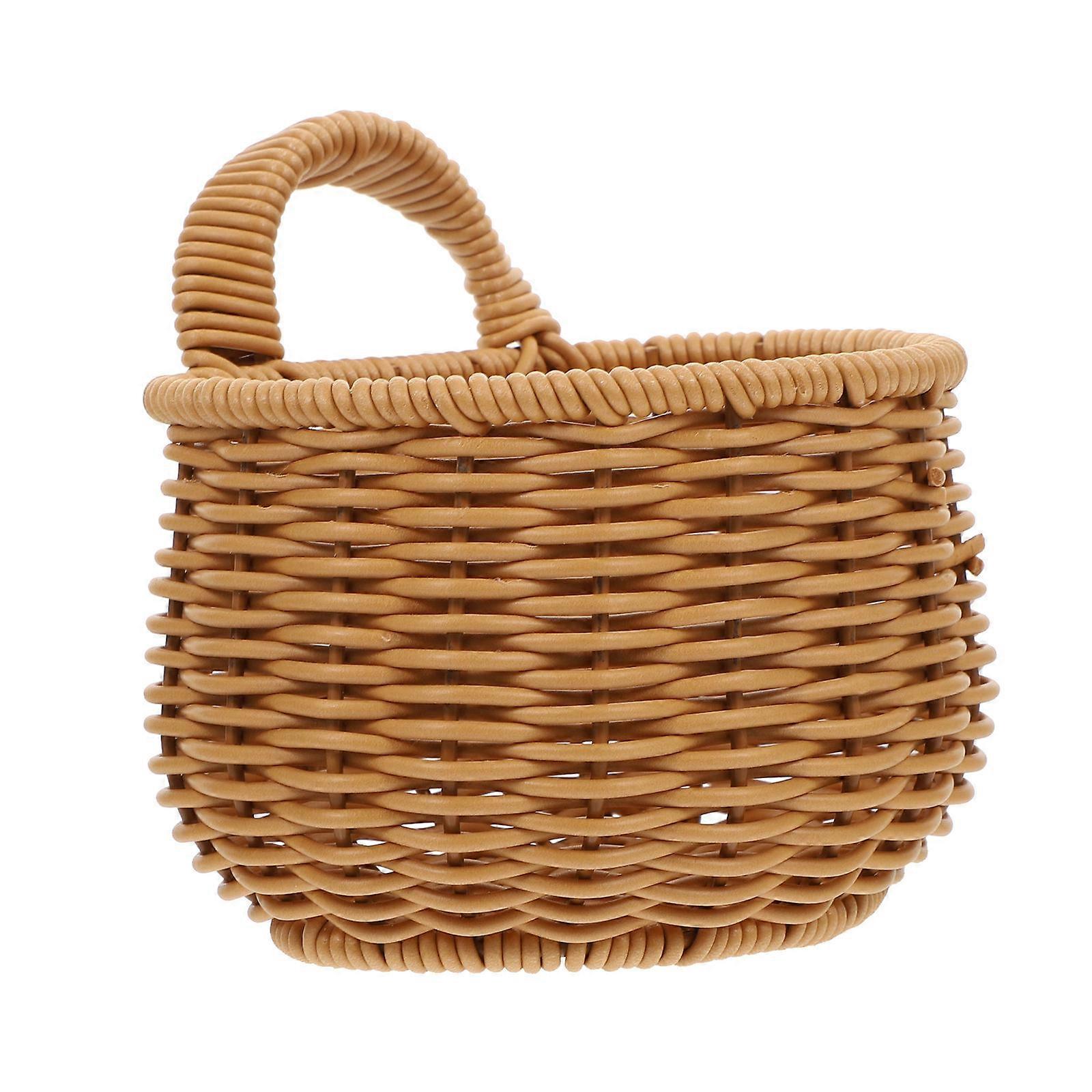 キッチン雑貨コンテナ用茶色のプラスチック収納バスケット多用途壁掛け 1 個