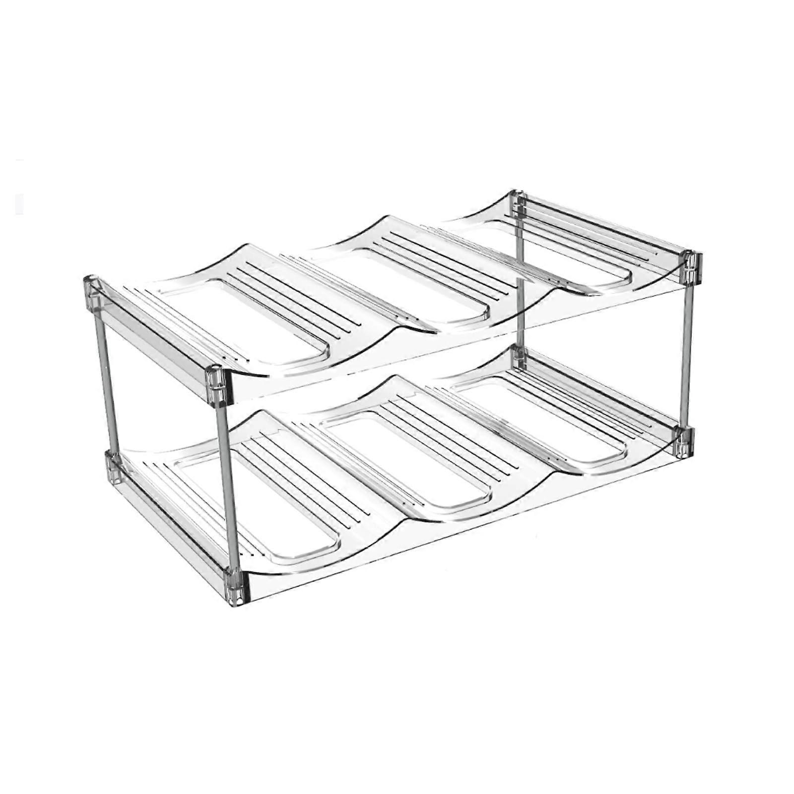 Stable Water Bottle and Cup Holder 2-Tier Transparent, Stackable for Kitchen Organization and Space-Saving Design