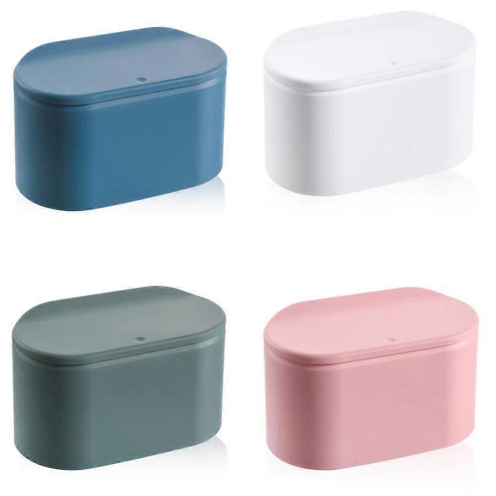 Pink Pressbutton Trash Can Plastic Desktop Trash Can for Storage with Lid Easy Open and Close 1Pc