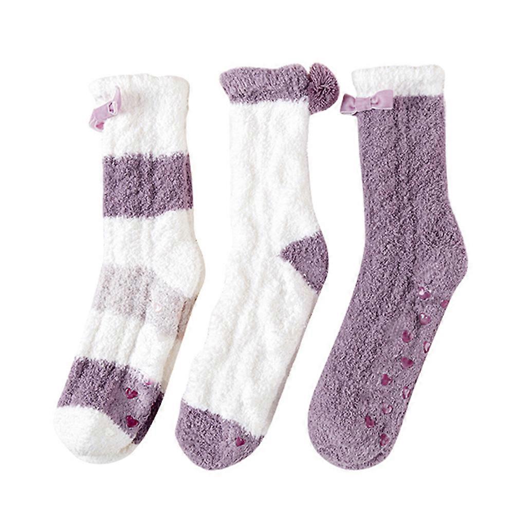 Comfortable Sock Women Heel Resistant Autumn Winter Home Use 3 Pairs