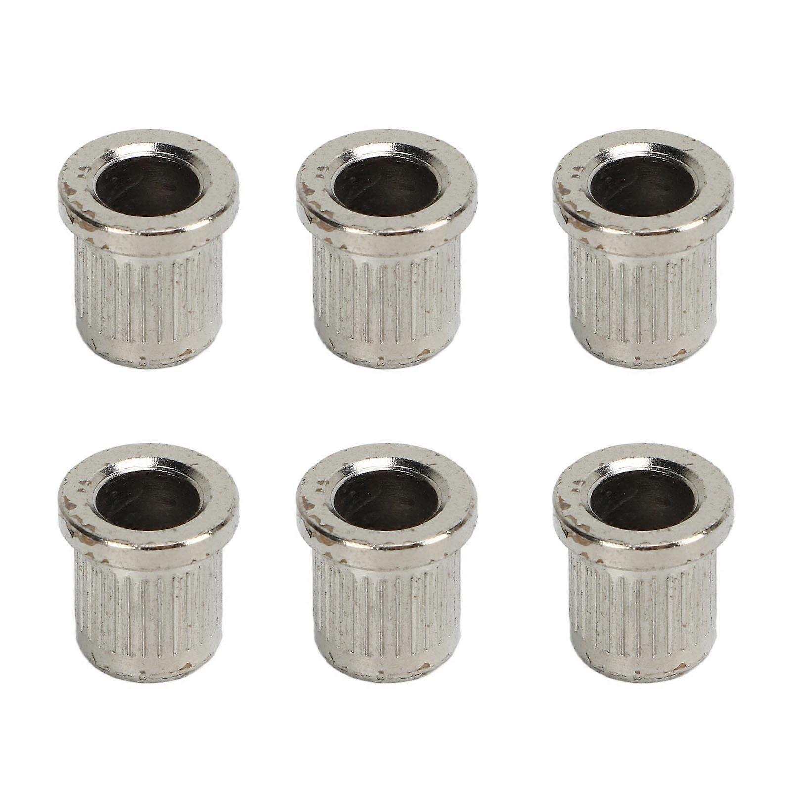 6Pcs Guitar String Ferrules Through Body Brass Recordative Edition for Electric Guitars Silver