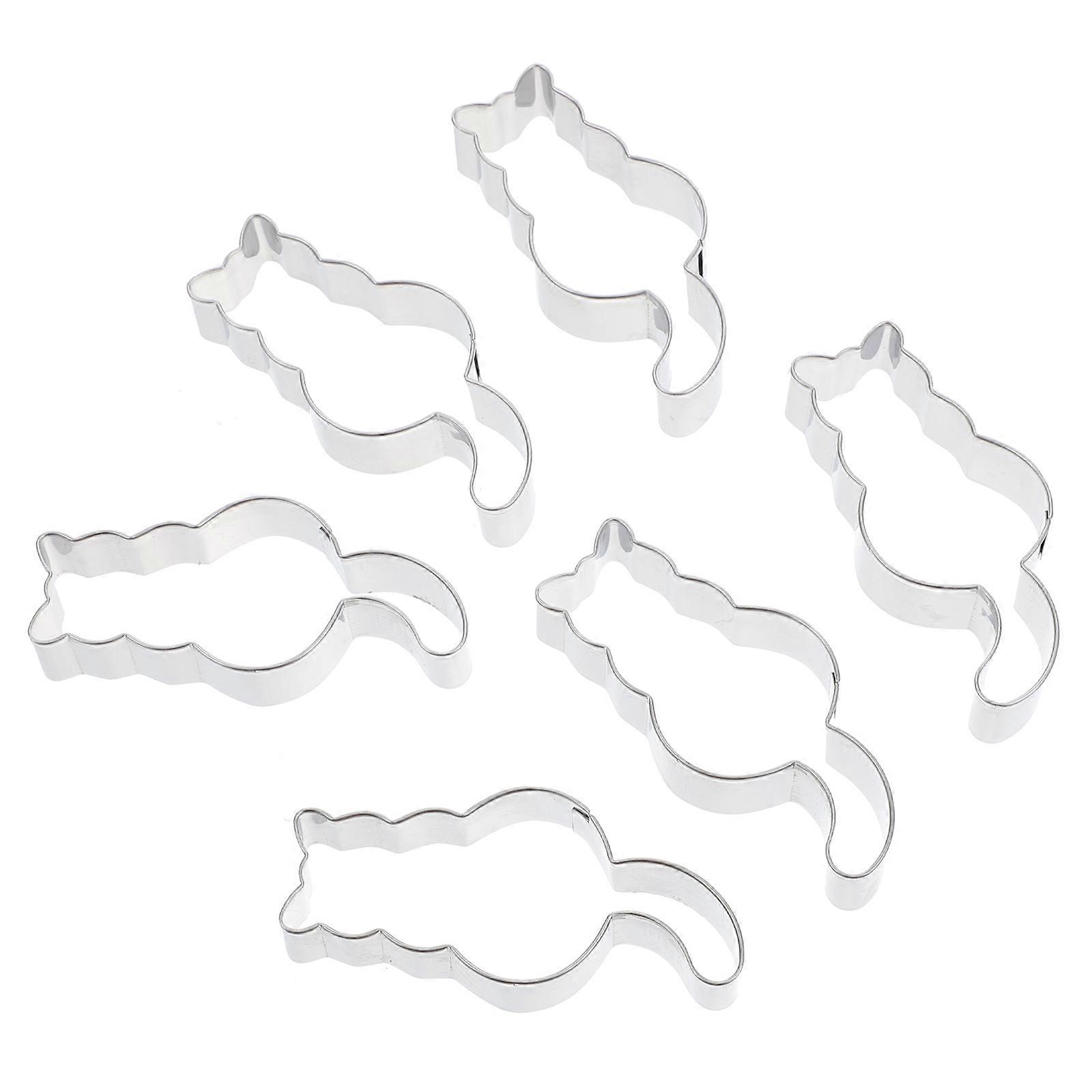 Stainless Steel Biscuit Molds Cat Shaped DIY Cutting Tools For Family Gatherings 6Pcs