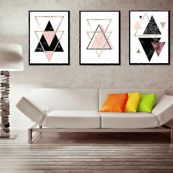 Wekity Marble Texture Geometric Patchwork 3 Wall Art Canvas Print Poster, Simple Abstract Art Drawing