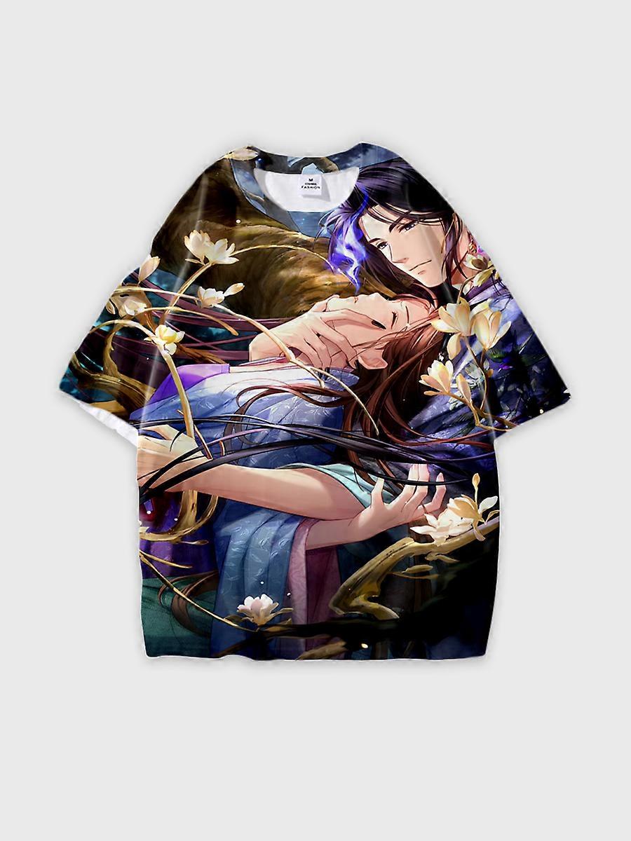 T-shirt round neck Role Pattern loose short sleeve E2551