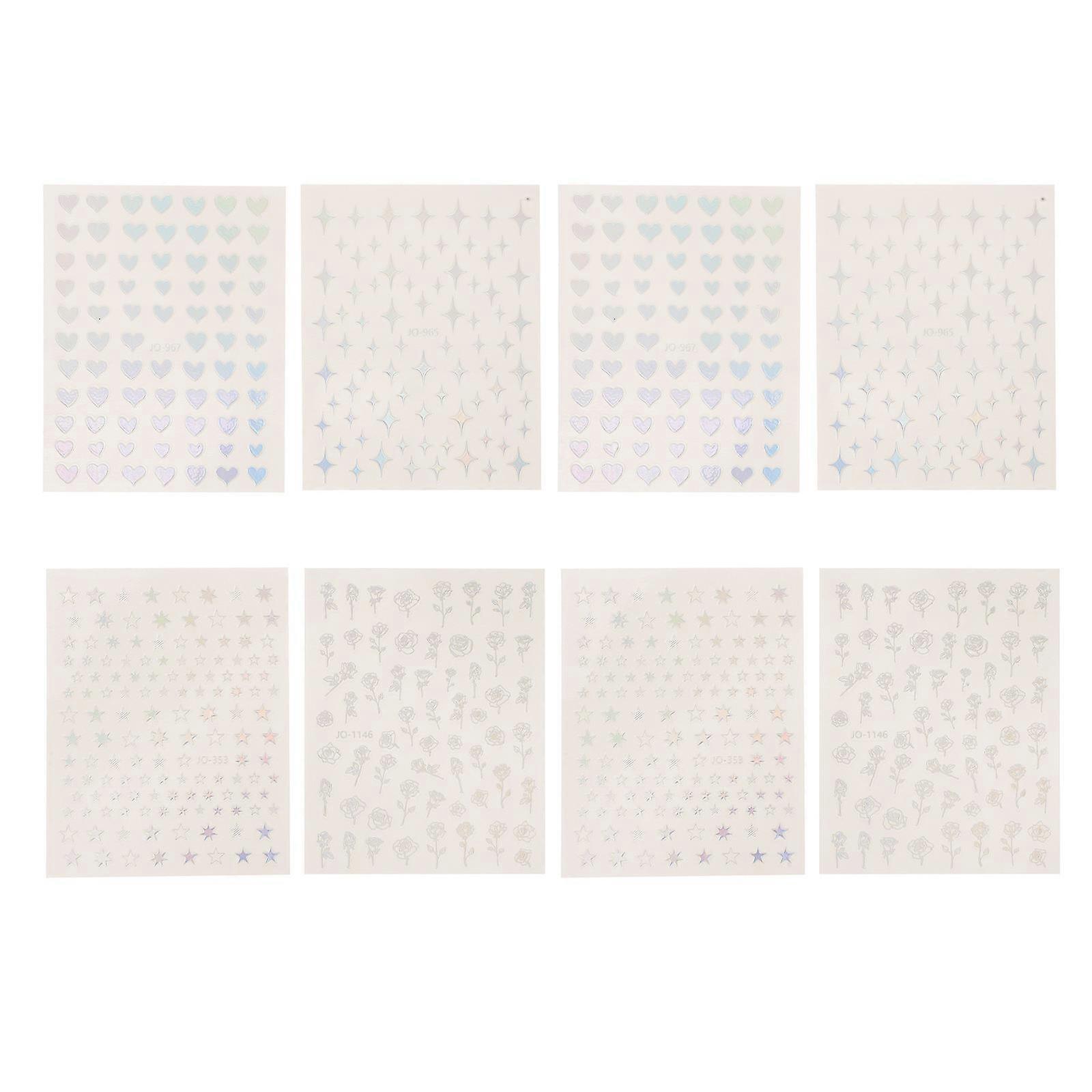 Star Nail Stickers 8 Sheets, Self Adhesive, DIY Nail Decals for Crafting, Family Gatherings, and Parties, Easy Application, Secure Adhesion