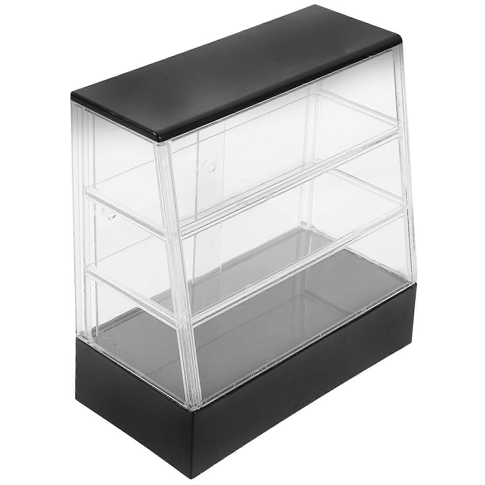 Dollhouse Bakery Accessories Miniature Cake Shop Cabinet Rectangular Black Display Stand 1Pack