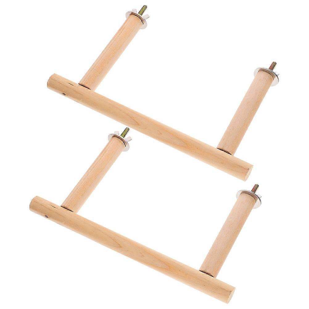 Perchoirs d’oiseaux pour calopsittes perroquet en bois perchoir stand jouet lieu de repos utilisation intérieure 2Pcs