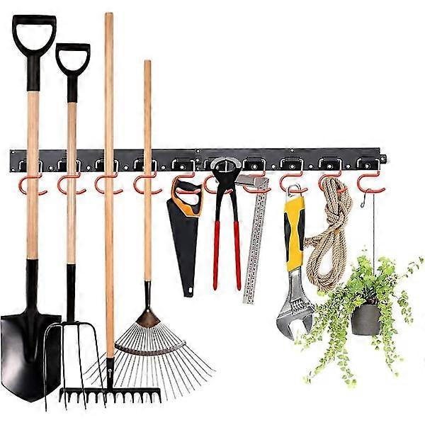 Garage Organizer, 64 inch Adjustable Storage System with 16 Hooks 4 Rails Tool Storage Wall Mounted Garden Door Mop