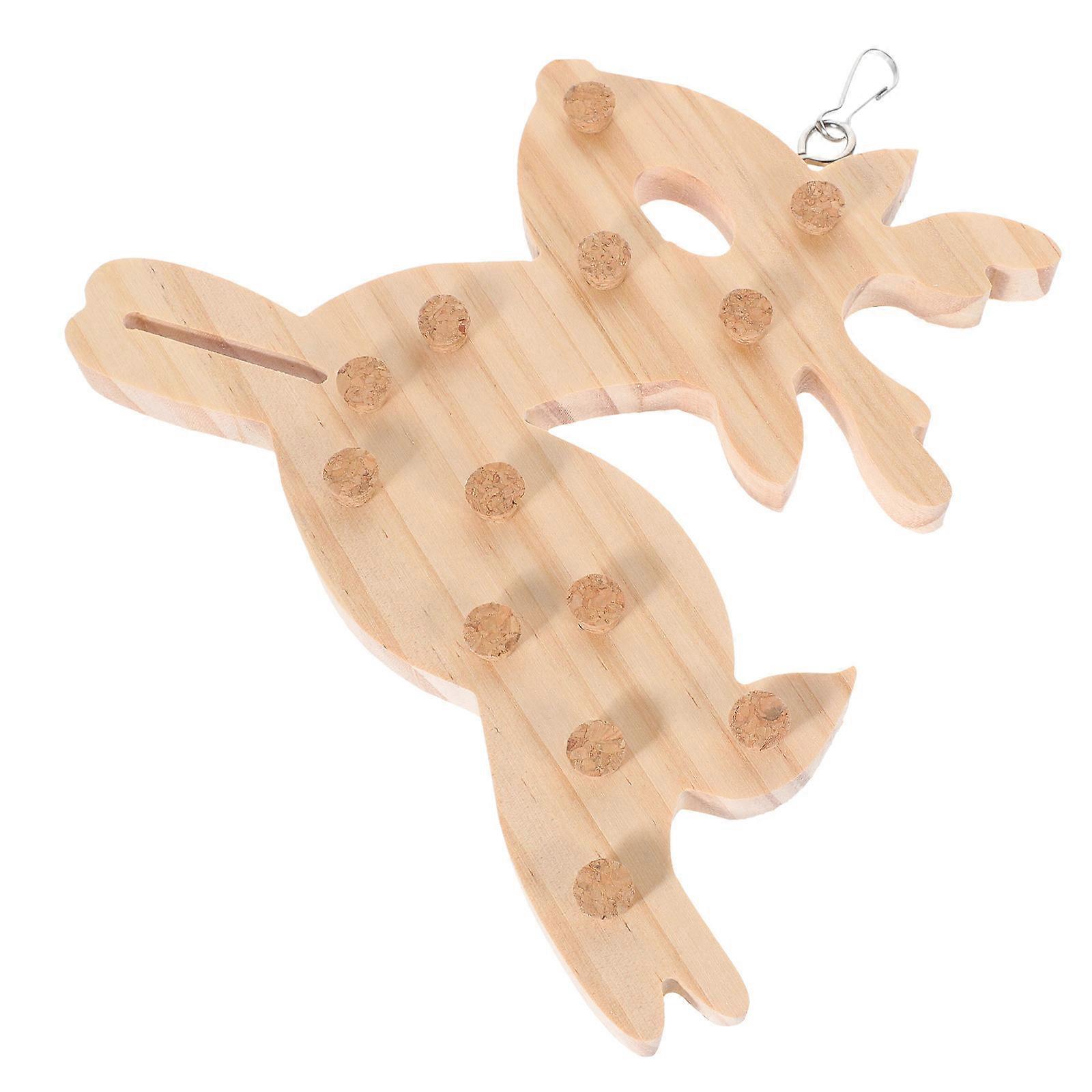 Wood Bird Toy for Parrots Safe Chew Durable Beige Color Hanging Design Fits Small Birds