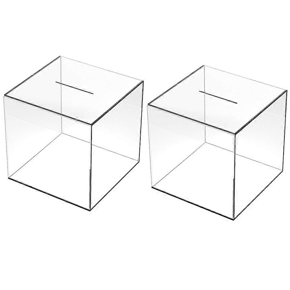 Cubic Money Box Clear Coin Box Home Decoration Acrylic Coin Storage Box 2Pack