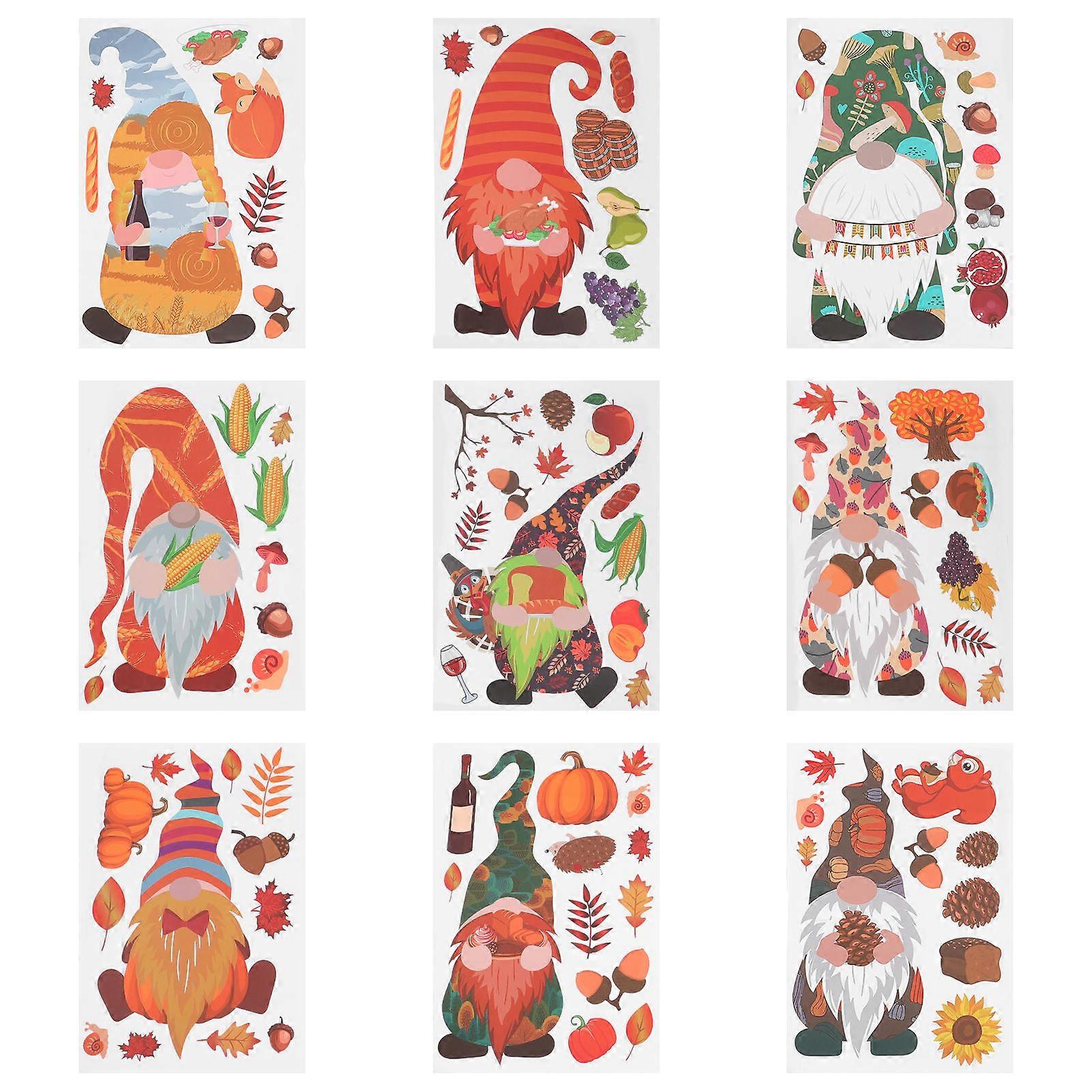 Thanksgiving Decorations 9 Sheets Creative Wall Stickers PVC Orange Easy To Apply Home Decor Retailers Warm Atmosphere
