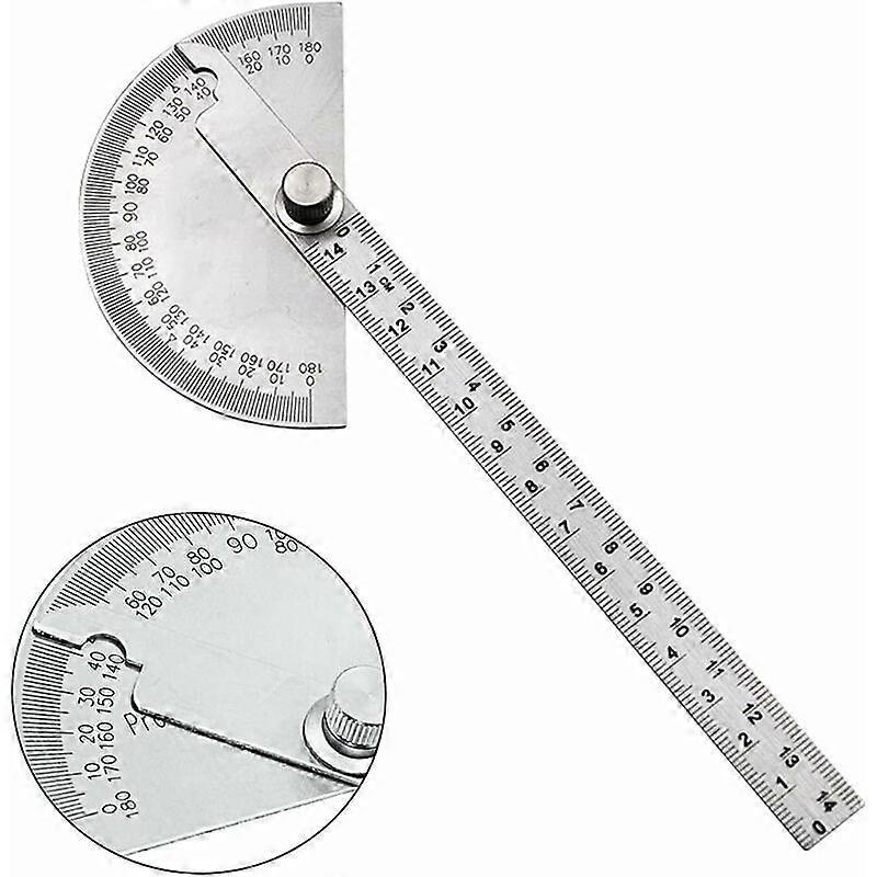 0-180 Degree Round Head Protractor, Multifunctional Stainless Steel Angle Protractor, Engineer Protractor for Painting Drawing