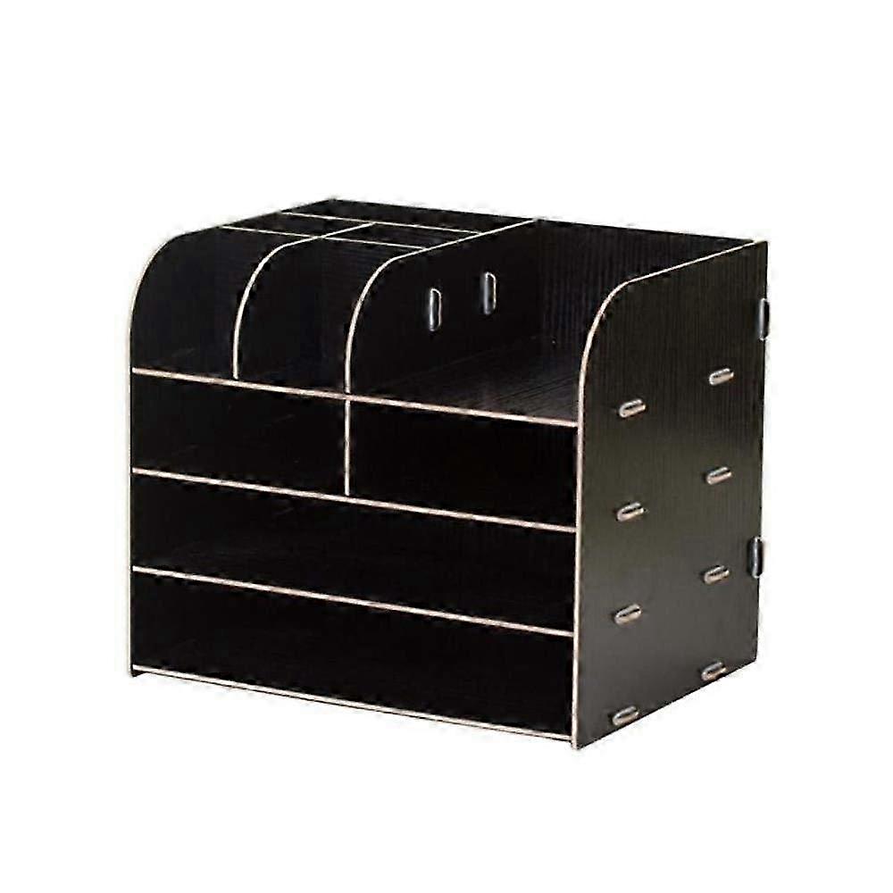 2025 File shelf desk file organizer, desktop storage box made of wood for the office large stationery documents file holder shelf.