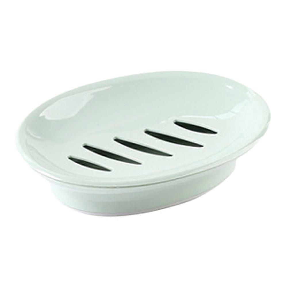 Oval Soap Dish Drainer Double Drainage Plastic Holder Compact Nordic Green for Bathroom Travel Gym Use Keeps Soap Dry Tidy