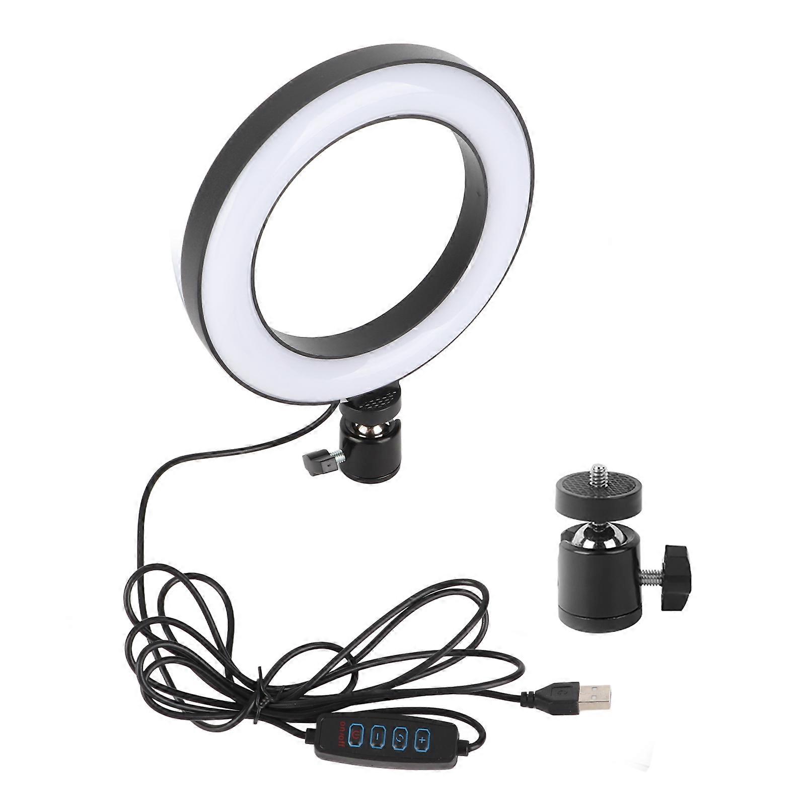 6'' LED Dimmable Ring Light Adjustable Fill Light with Ballhead for Vlog Live Video Studio