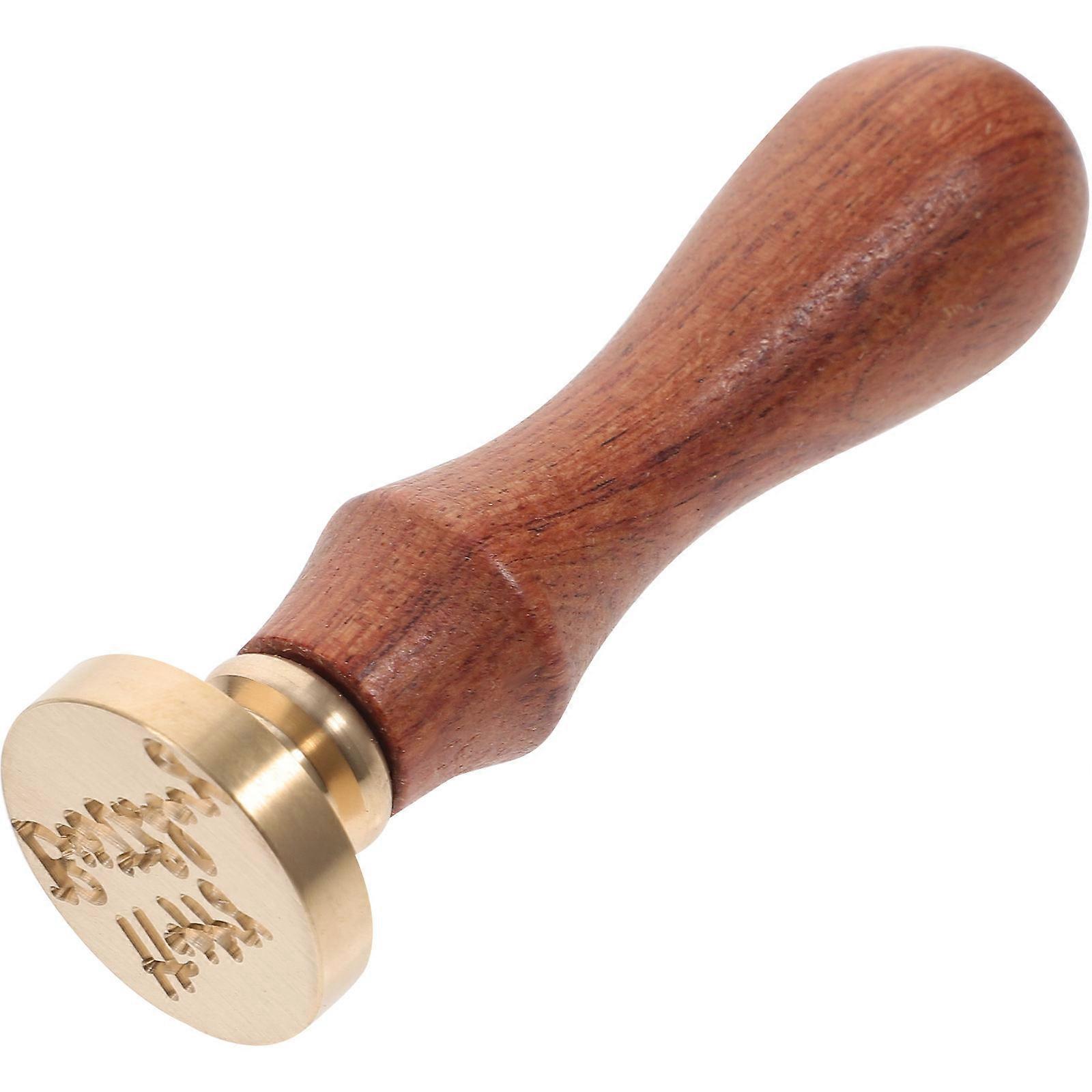 Copper Stamp with Handle for DIY Use Light Brown Creative Pattern Wax Sealing Stamp 1 Set