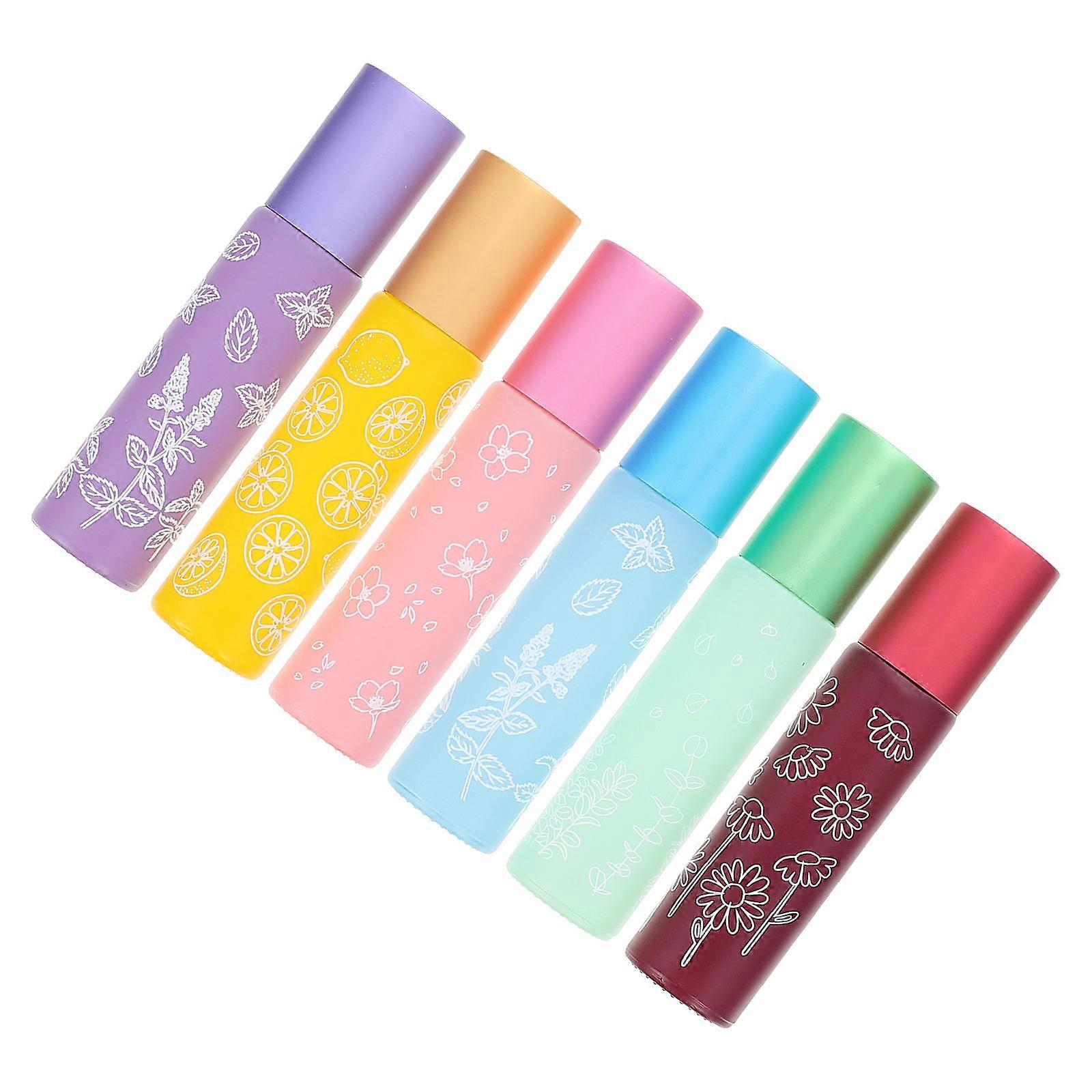 Glass Roller Bottles Oils Refillable Round Top Tall Cylinder Body 6Pcs