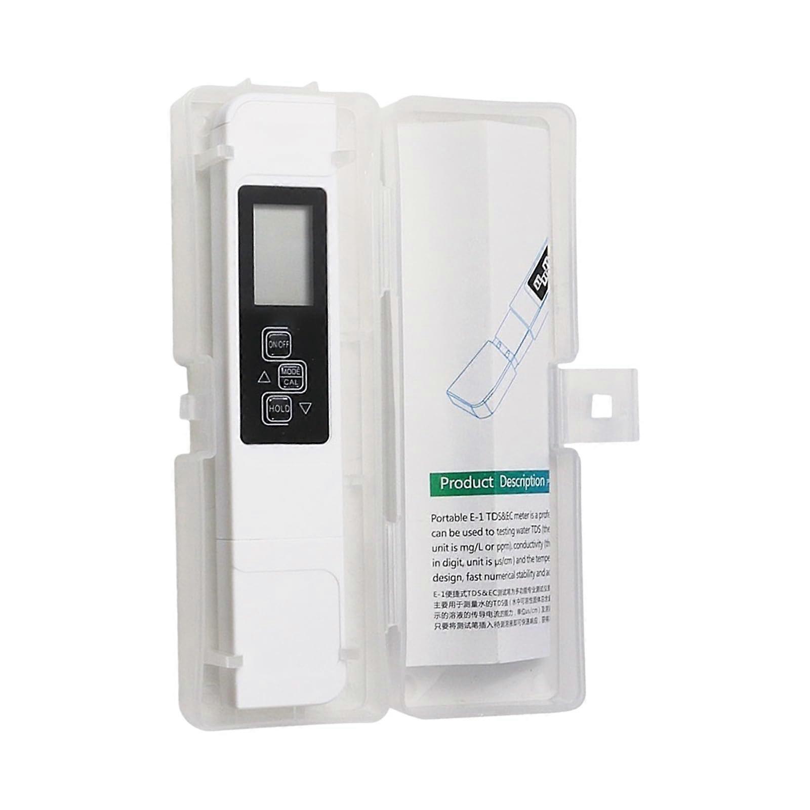 Versatile water analysis tool detects solids and temperature improvements for home, aquariums, pool, and lab environments. White, delivered in a box.