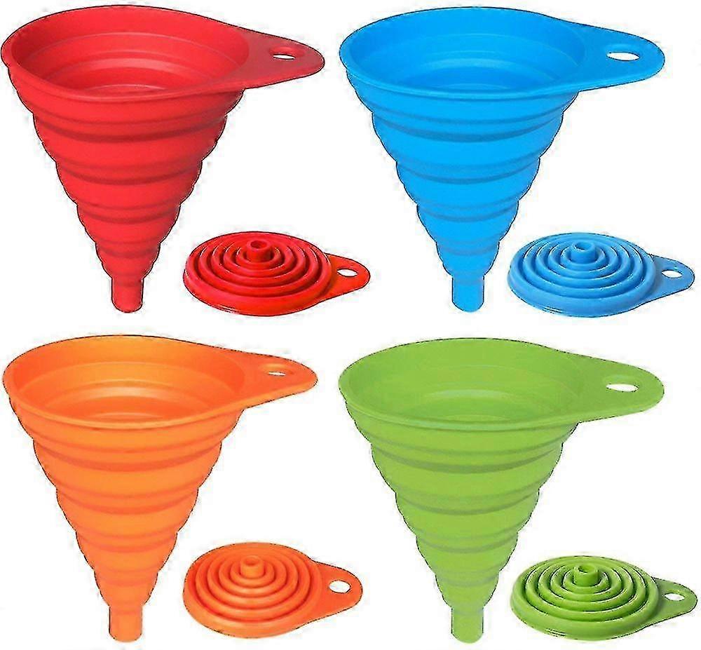 2025 4 Pack Silicone Collapsible Funnel, Flexible/foldable/kitchen Funnel
