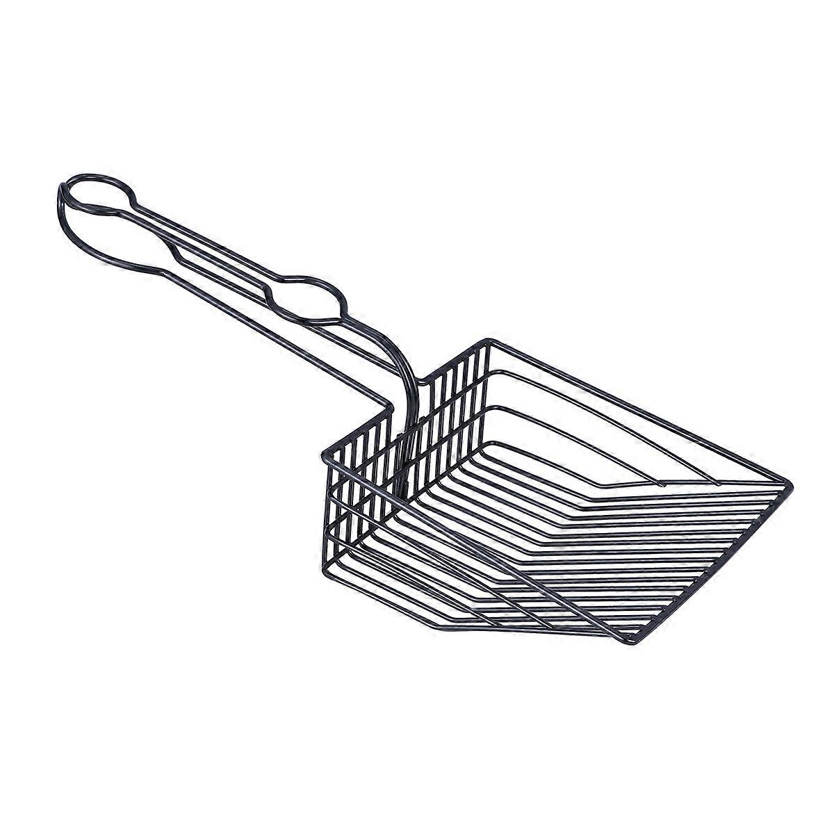 Pá de limpeza de areia de gato com material metálico para caixa de areia de gato com cor preta e longa