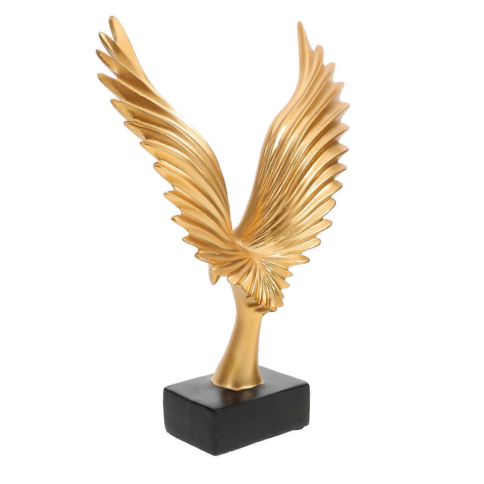 Dapeng Figurine Statue Eagle Shape Home Ornament Perfect For Living Room 31.3X22.5X6CM Gold Finish 1Pack