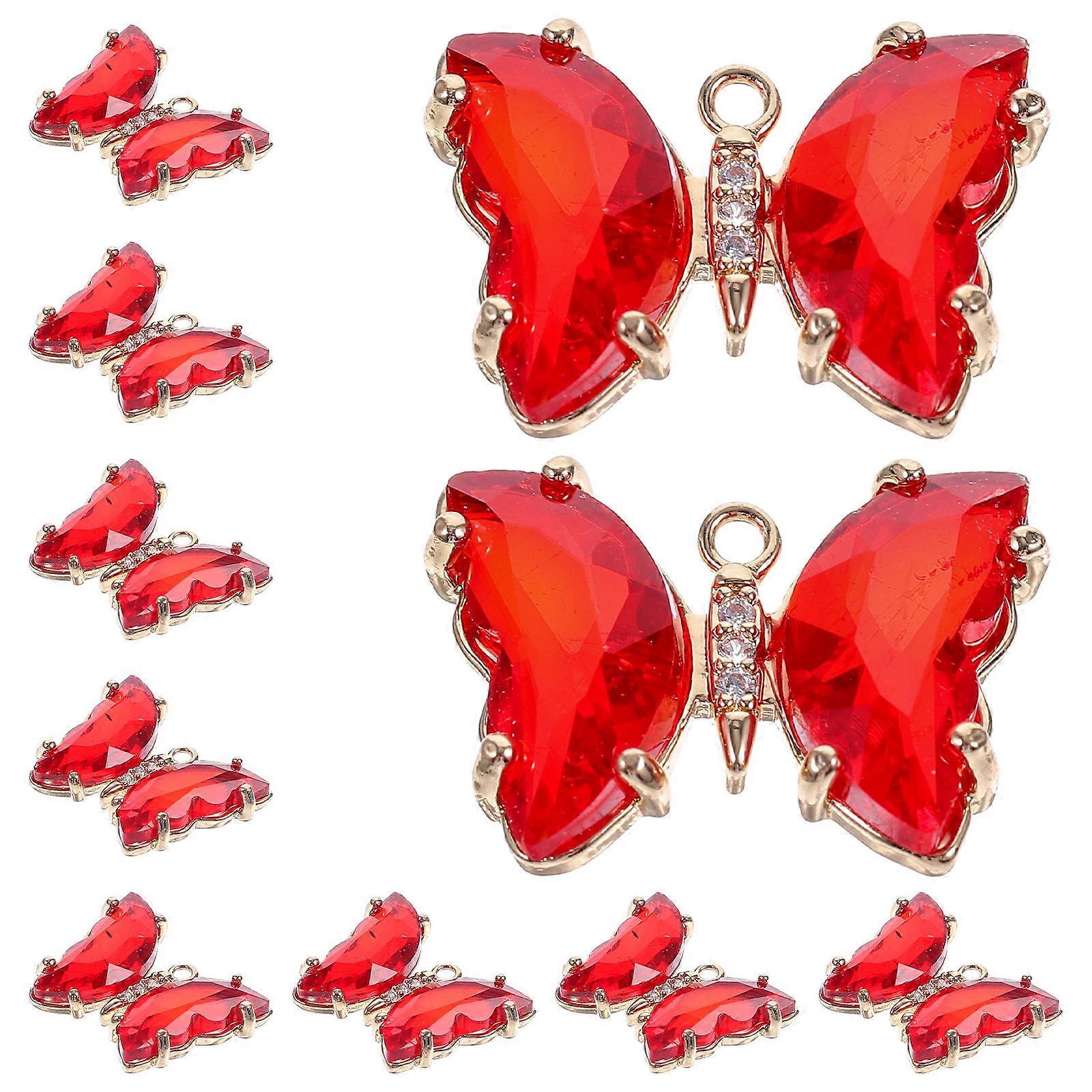 10 قطع كريستال زجاج فراشة قلادة سحر فراشة المعلقات قلادة صنع السحر