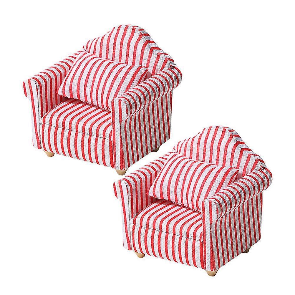 2pcs Mini Sofa Mini Furniture Dollhouse Furniture Miniature Things Kids Baby Toy