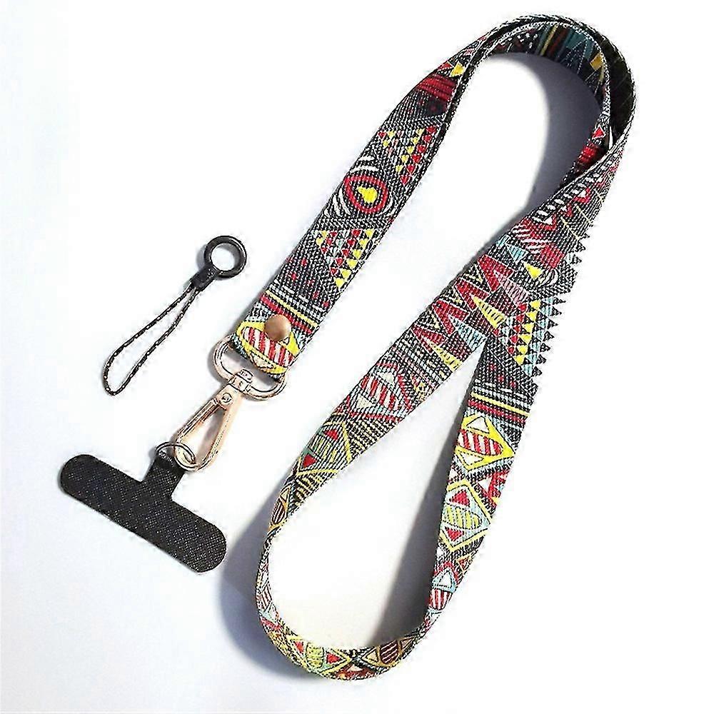 Type L Phone Lanyard Ethnic Style Nylon Phone Neck Phone Charm with Tether Tab + Hanging