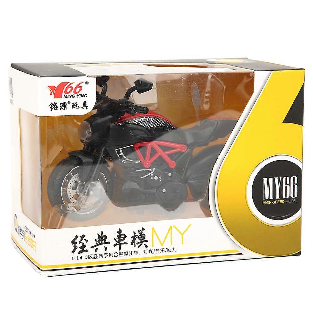 1: 14 Scale Child Motorcycle Model Pull Back Toy High Simulation with Light SoundRed