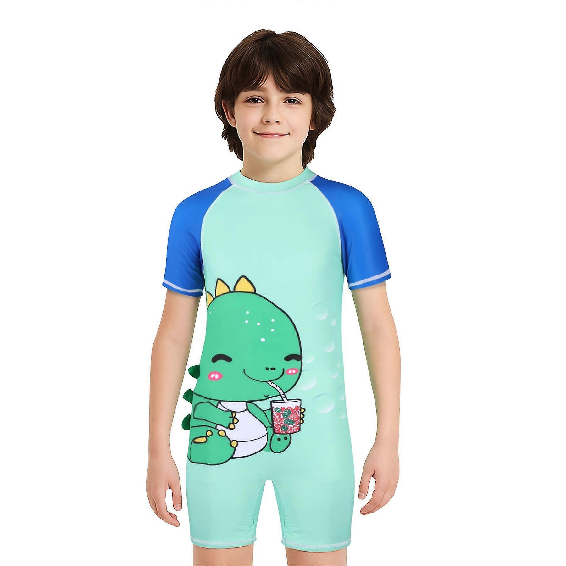 Girls' 2-Piece Swimsuits With Rash Guard Top & Shorts – UPF 50+ Sun Protection, Quick-Dry (Dinosaur/Unicorn/Galaxy Print)