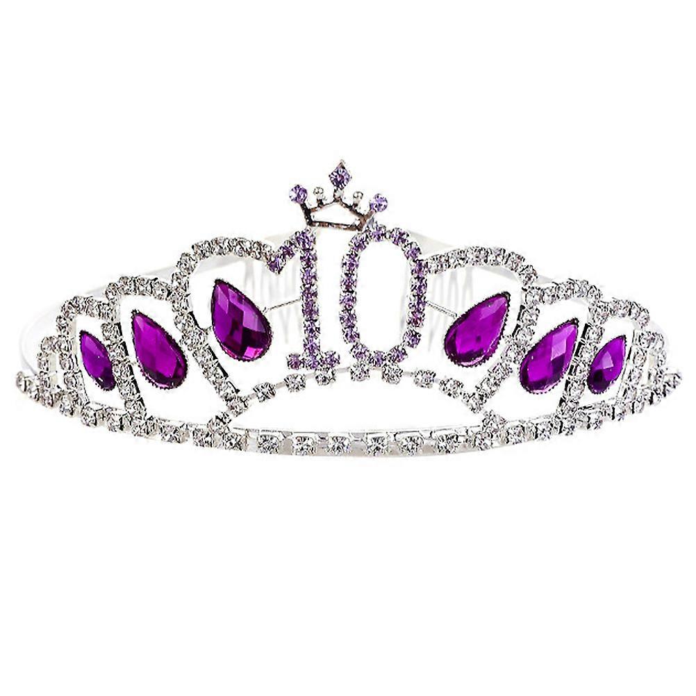 a polished product description for your **10th Birthday Rhinestone Crown**:
### ✨ 10th Birthday Rhinestone Crown – Purple Crystal Tiara Headband