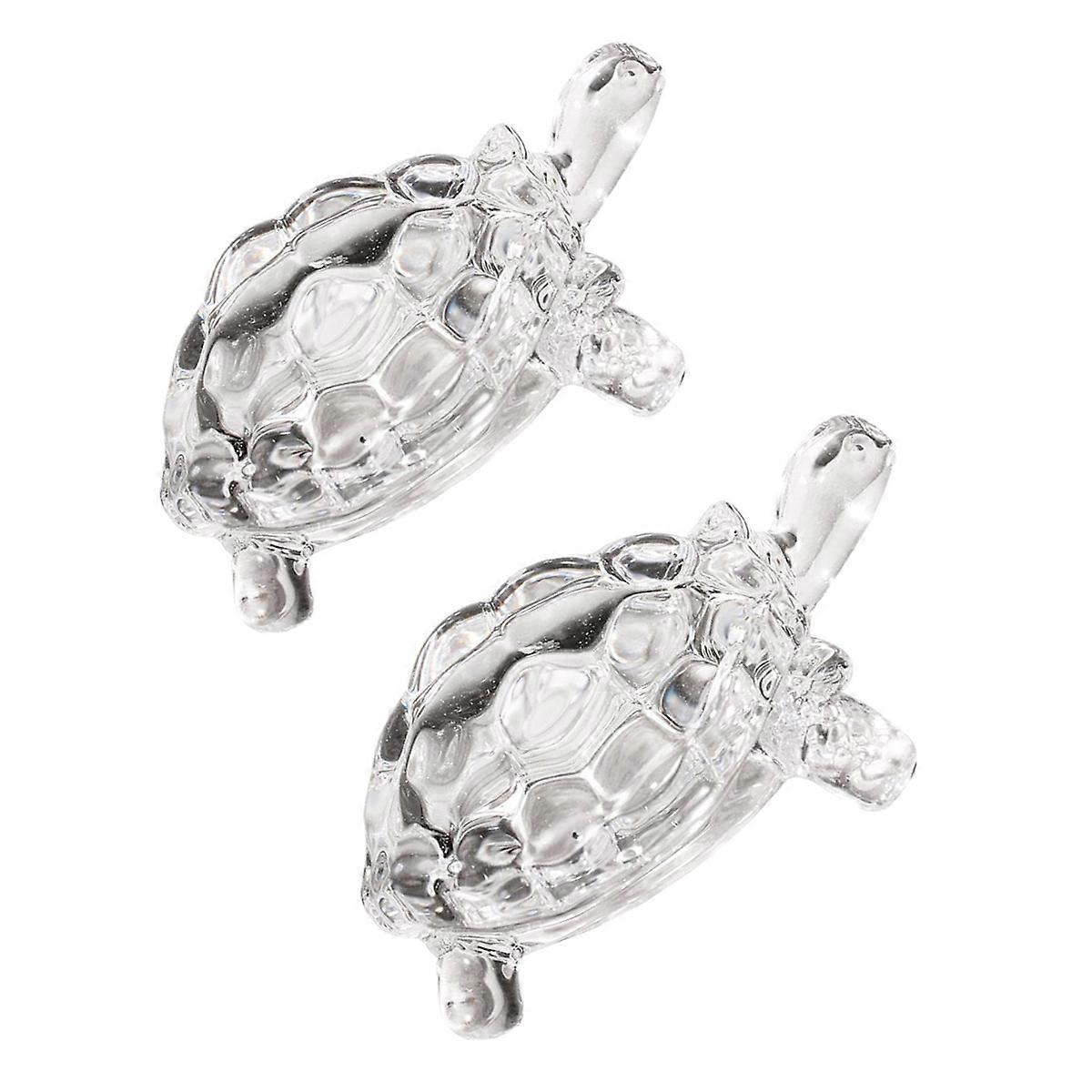 風水タートルオーナメント装飾用透明ガラス像2個