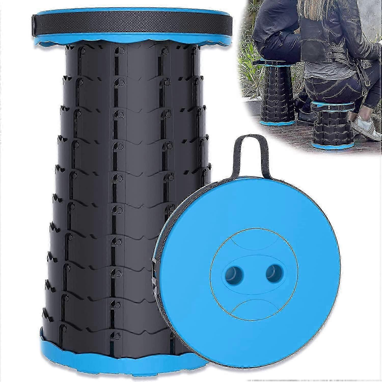 Portable Camping Folding Stool Telescopic Wooden Step Up to 200kg, Adjustable Height 6.5-45cm for In