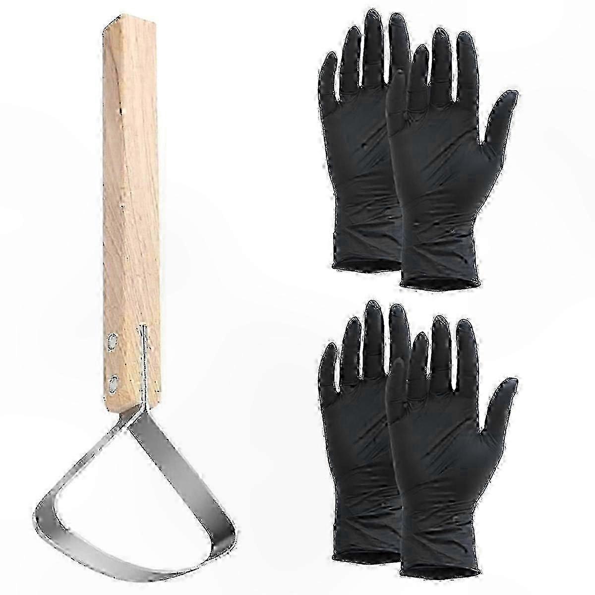 3-Piece Fleshing Tool Set with 11.2in Handles for Hide Scraping and Skinning Tasks