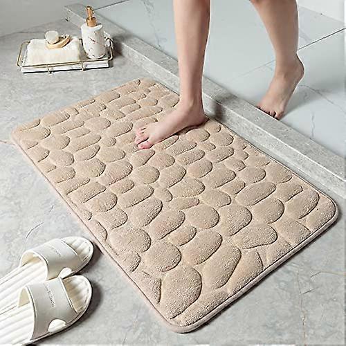 Carpet Cobblestone Embossed Bathroom Mat NonSlip Memory Foam 500MMx800MM Khaki