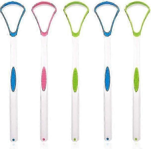 Tongue Cleaner Set - 3-Piece Blue Plastic Scraper, Brush