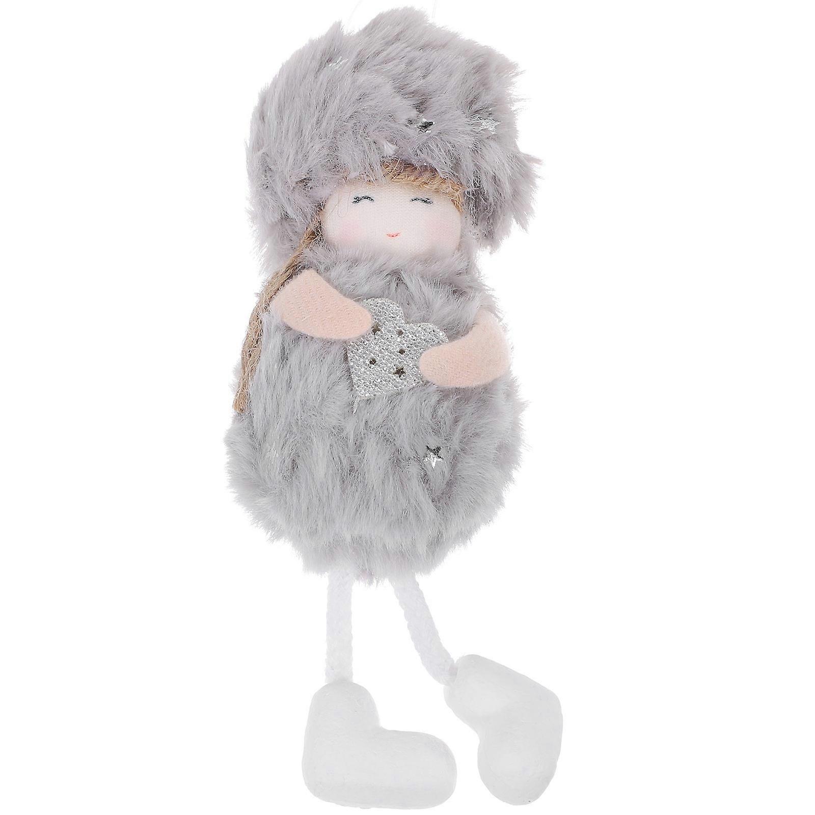 Cute Ornaments Plush Angel Shape Xmas Tree Hanging Decoration For Christmas Party Home Decor 6.5X2.2X2.4In 1Pcs