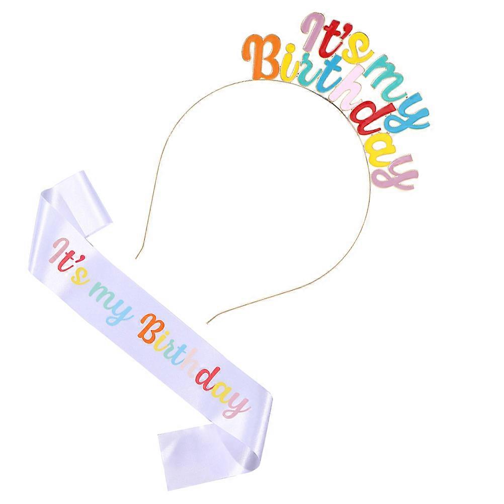 Birthday Party Hair Accessory Assorted Color Headband And Sash For Various Ages 1 Set