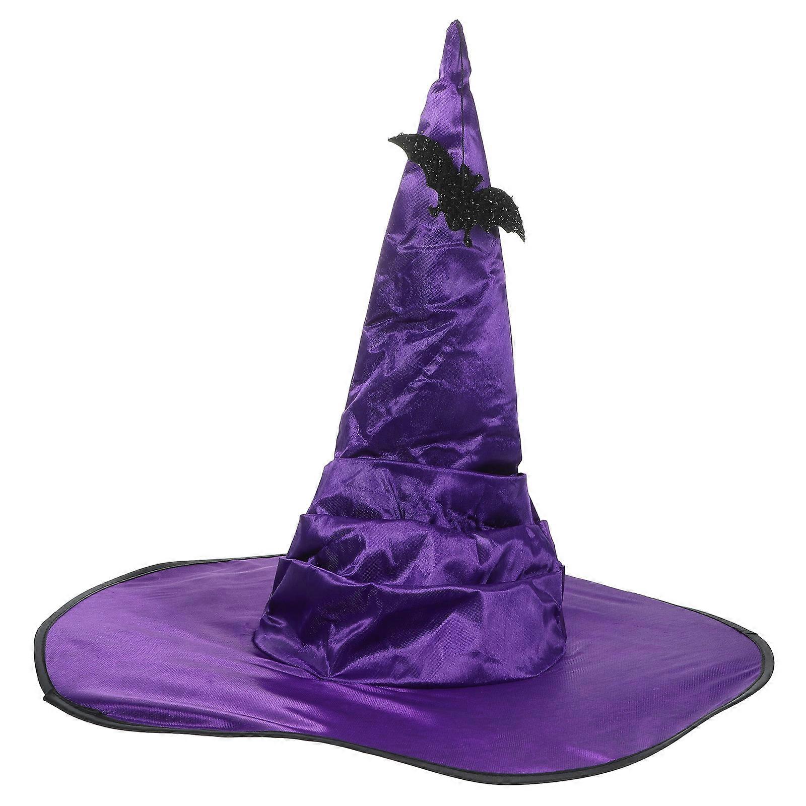 Here's a polished product description based on the title you provided:
**Halloween Decorative Witch Hat with Purple Bat Design – Lightweight