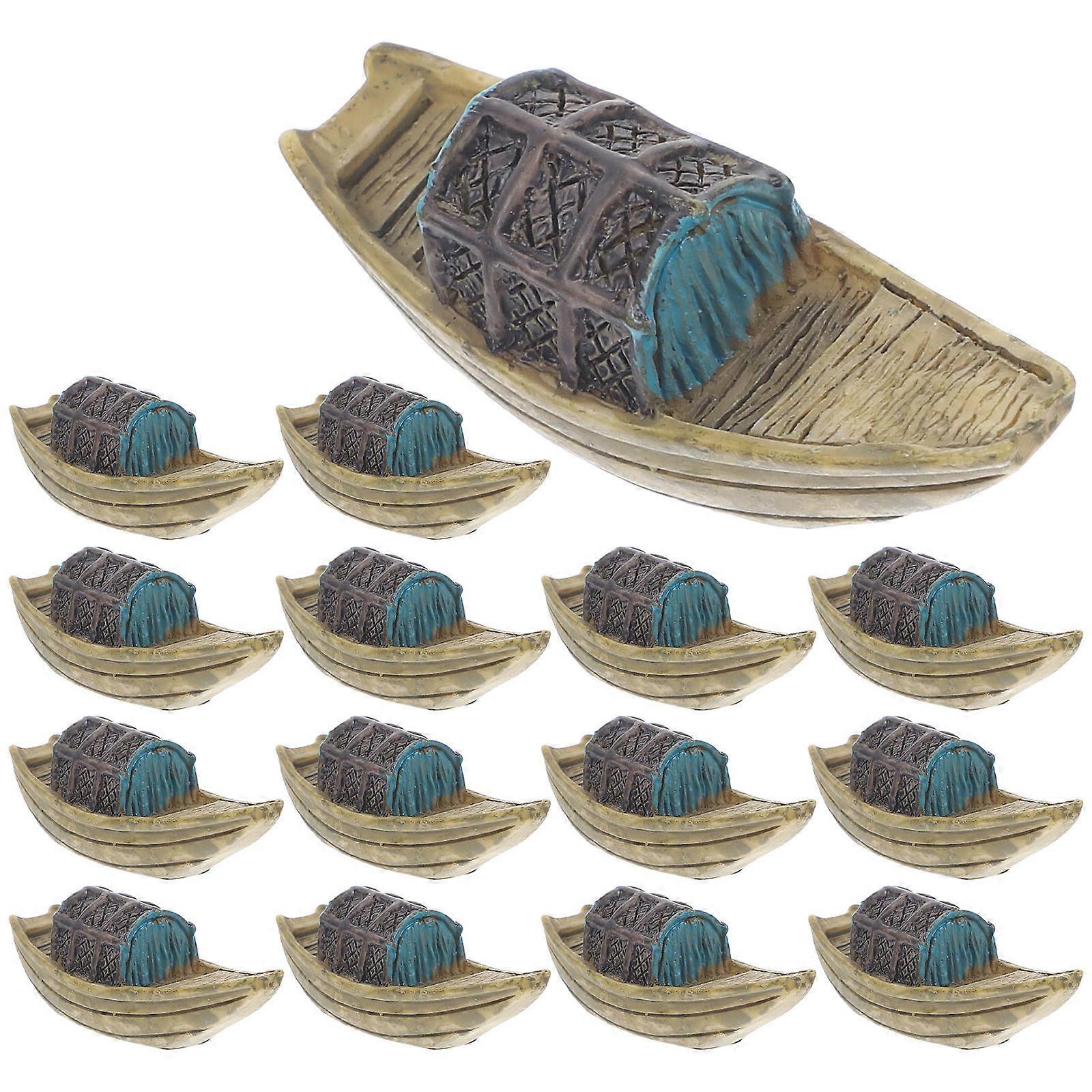 Resin Miniature Boat Decorations for Doll House Craft Projects and Sand Table Accessories 15 Pieces