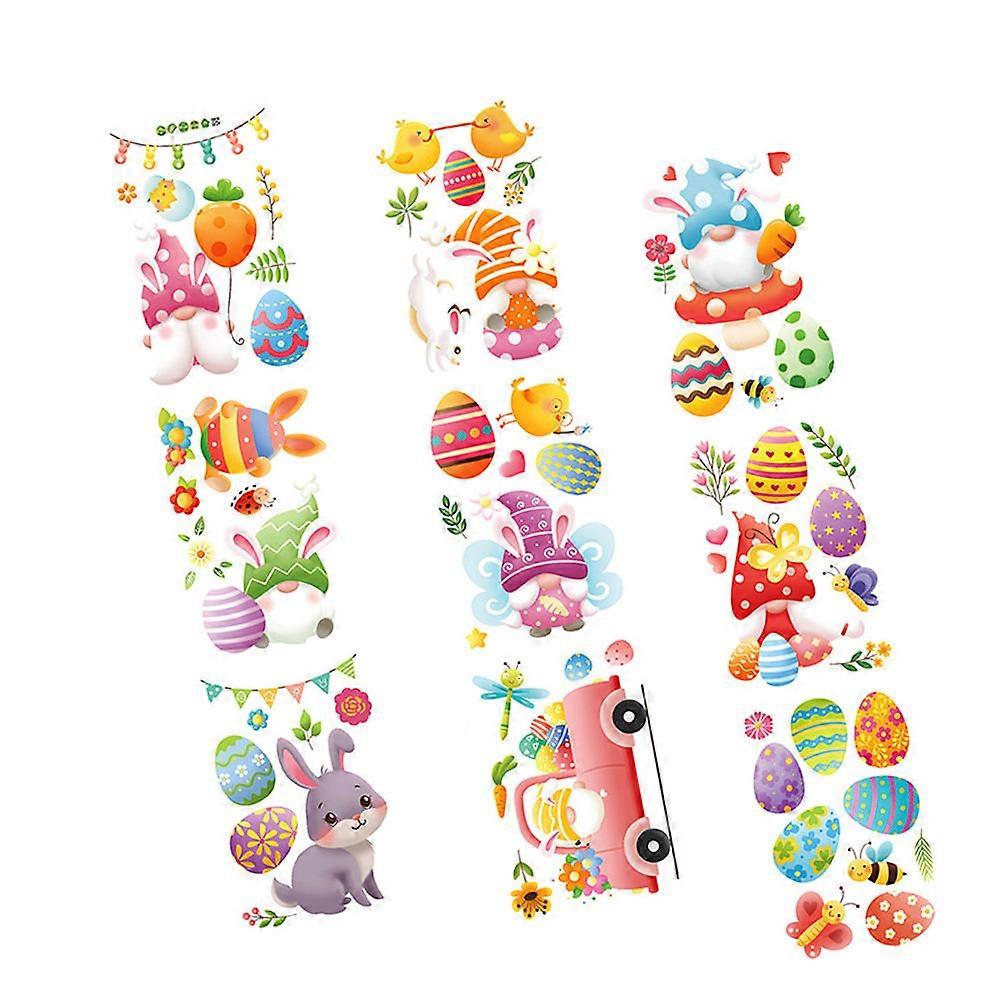 Funny Easter Bunny Wall Sticker Adhesive Decor DIY Design For Kids 30x20cm 9Pcs