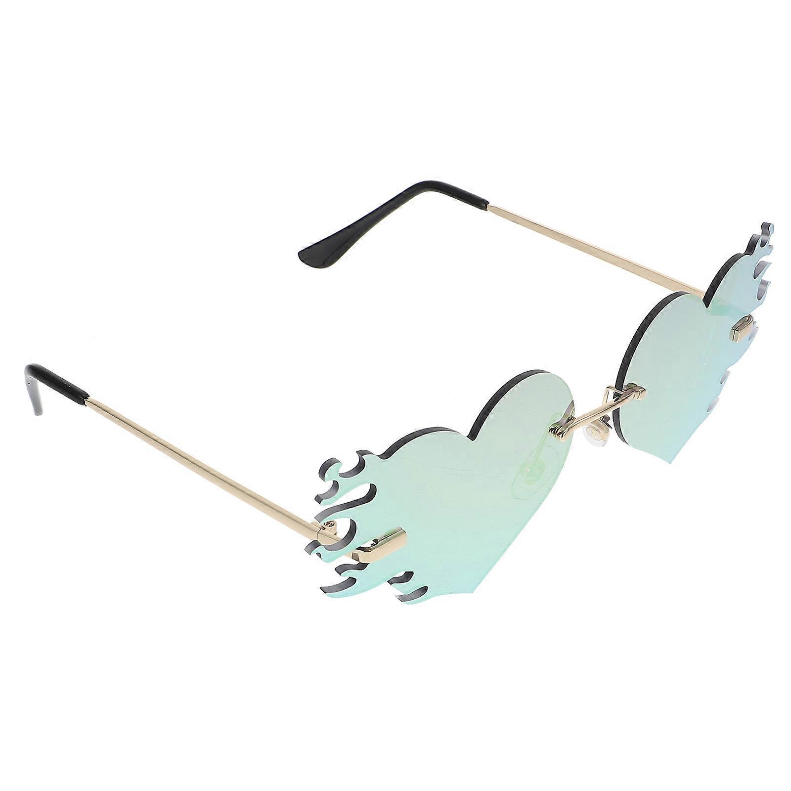 1 Pair Heart Shaped Rimless Sunglasses Interesting Heart Design