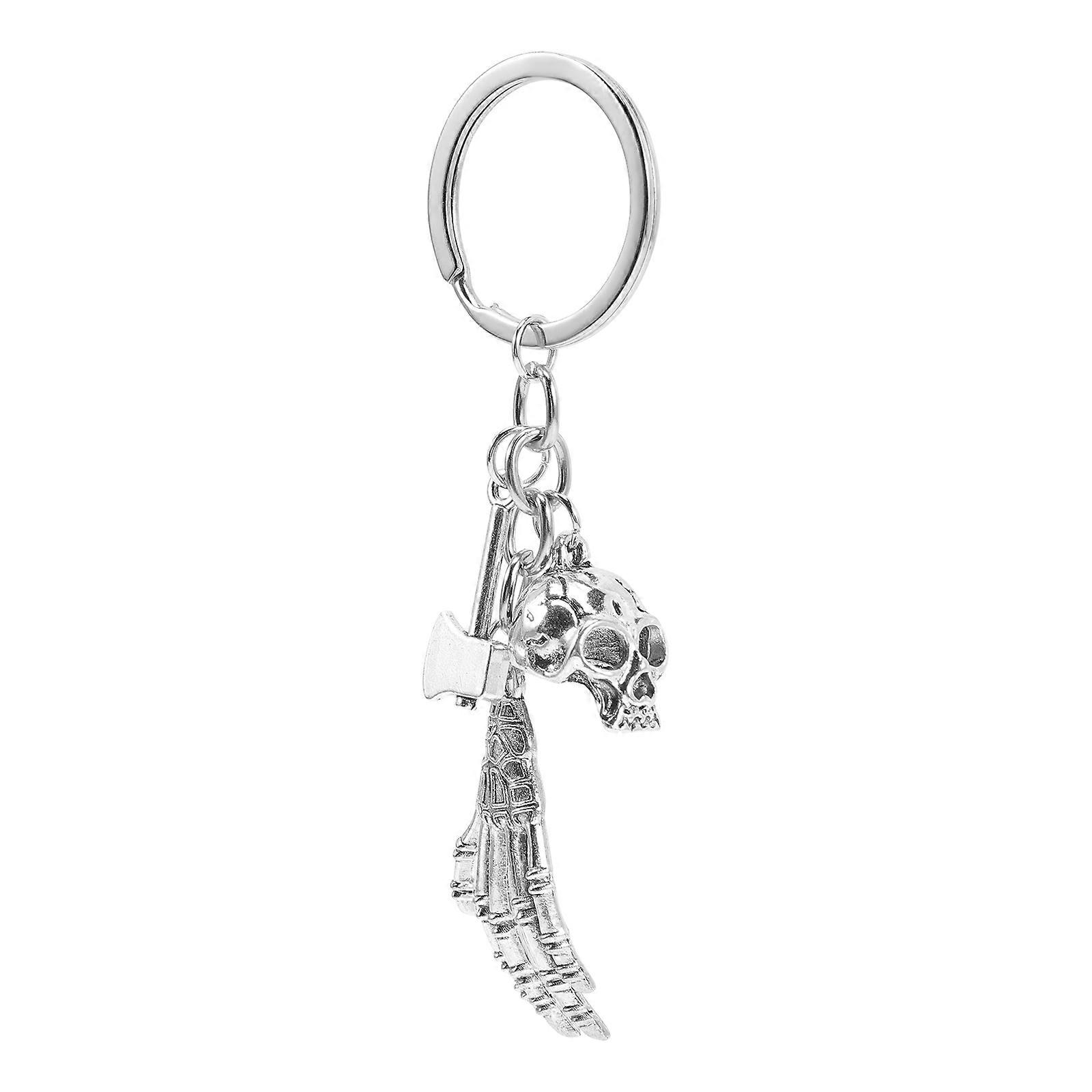 Skull Keychain Metal Ornament For Everyday Use Designed For Men In Silver 1Pcs