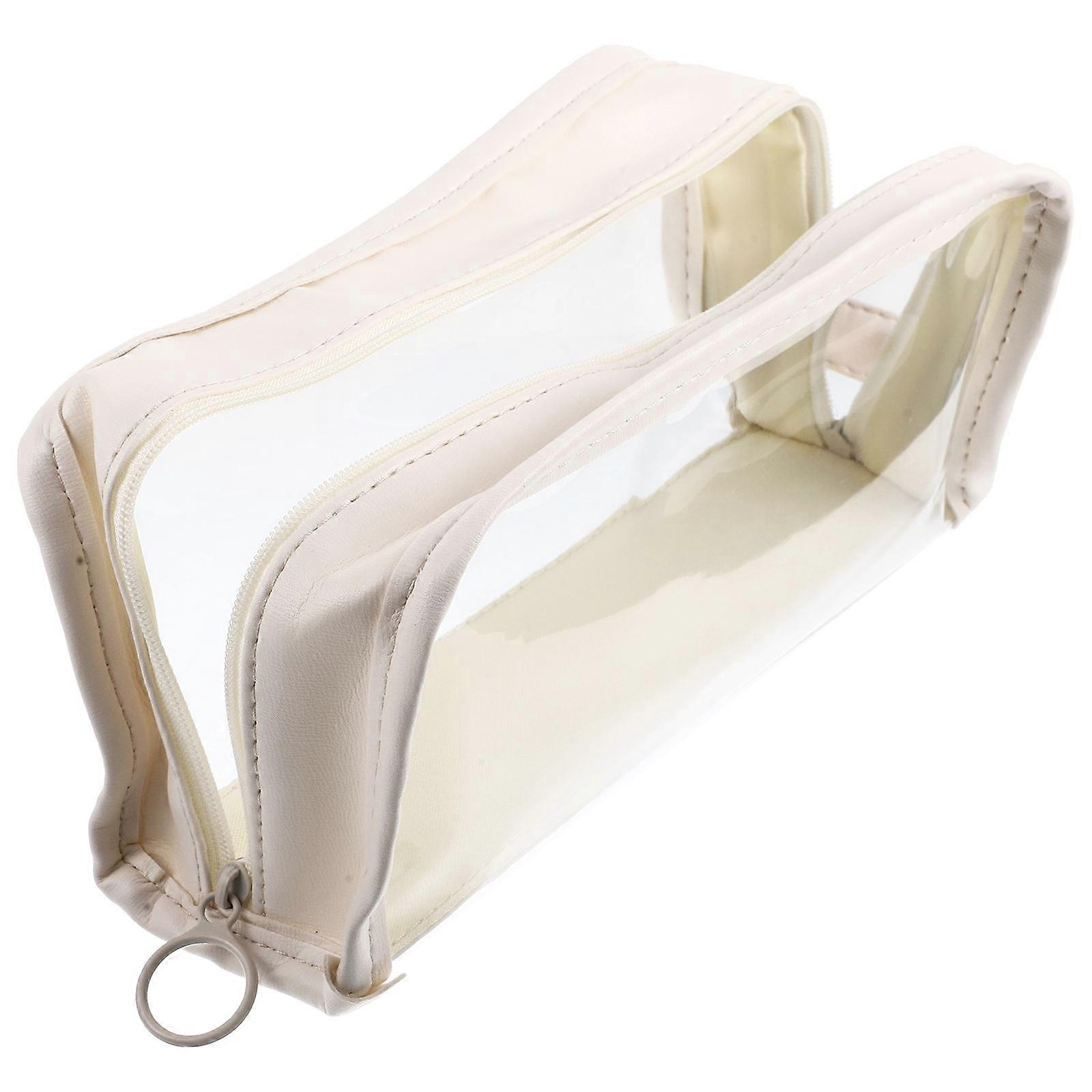 Transparent Travel Toiletry Bag for Storage Spacious Large Capacity PVC White