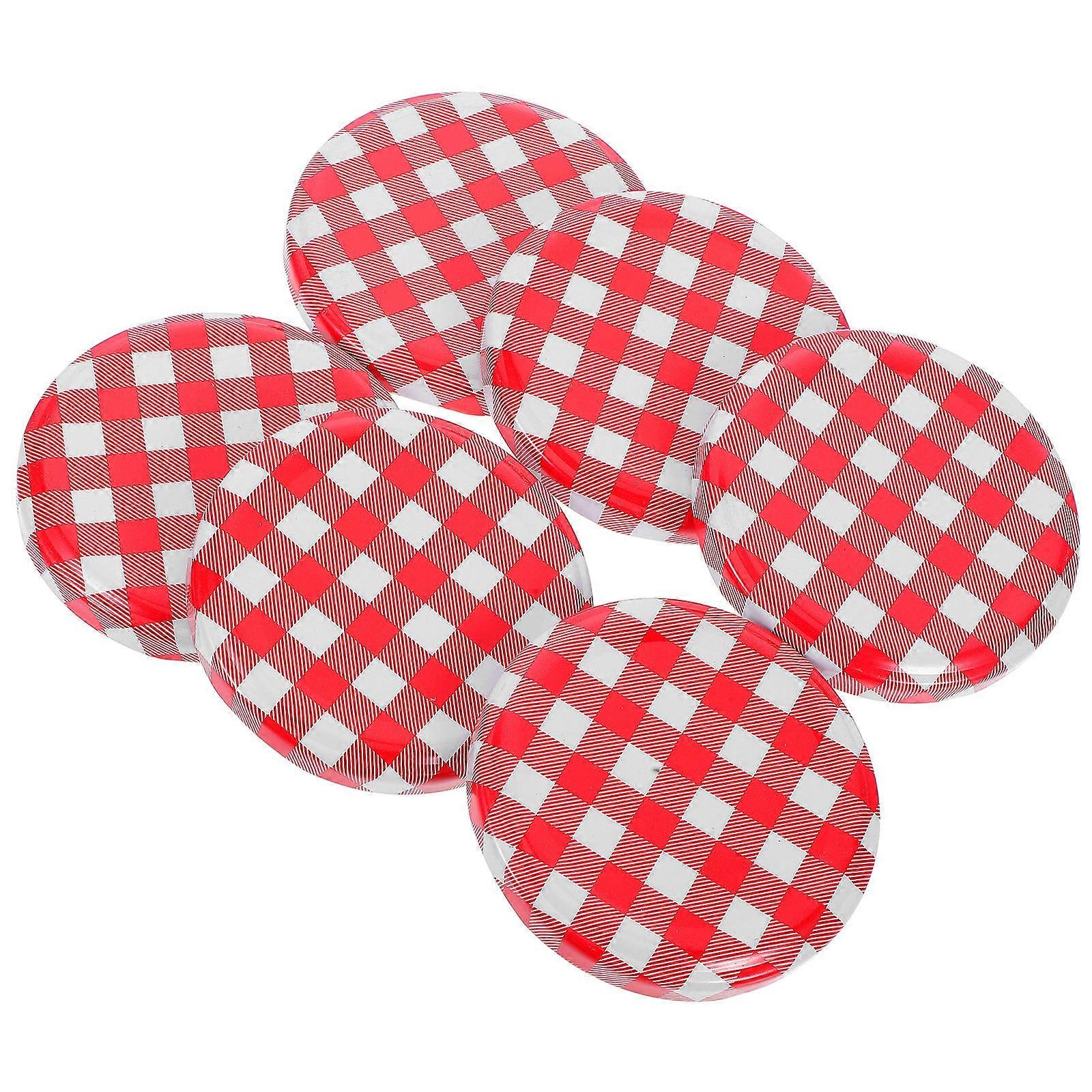 Leak Proof Mason Jar Caps 6Pcs For Food Preservation And Kitchen Storage With Red Wide Mouth Design