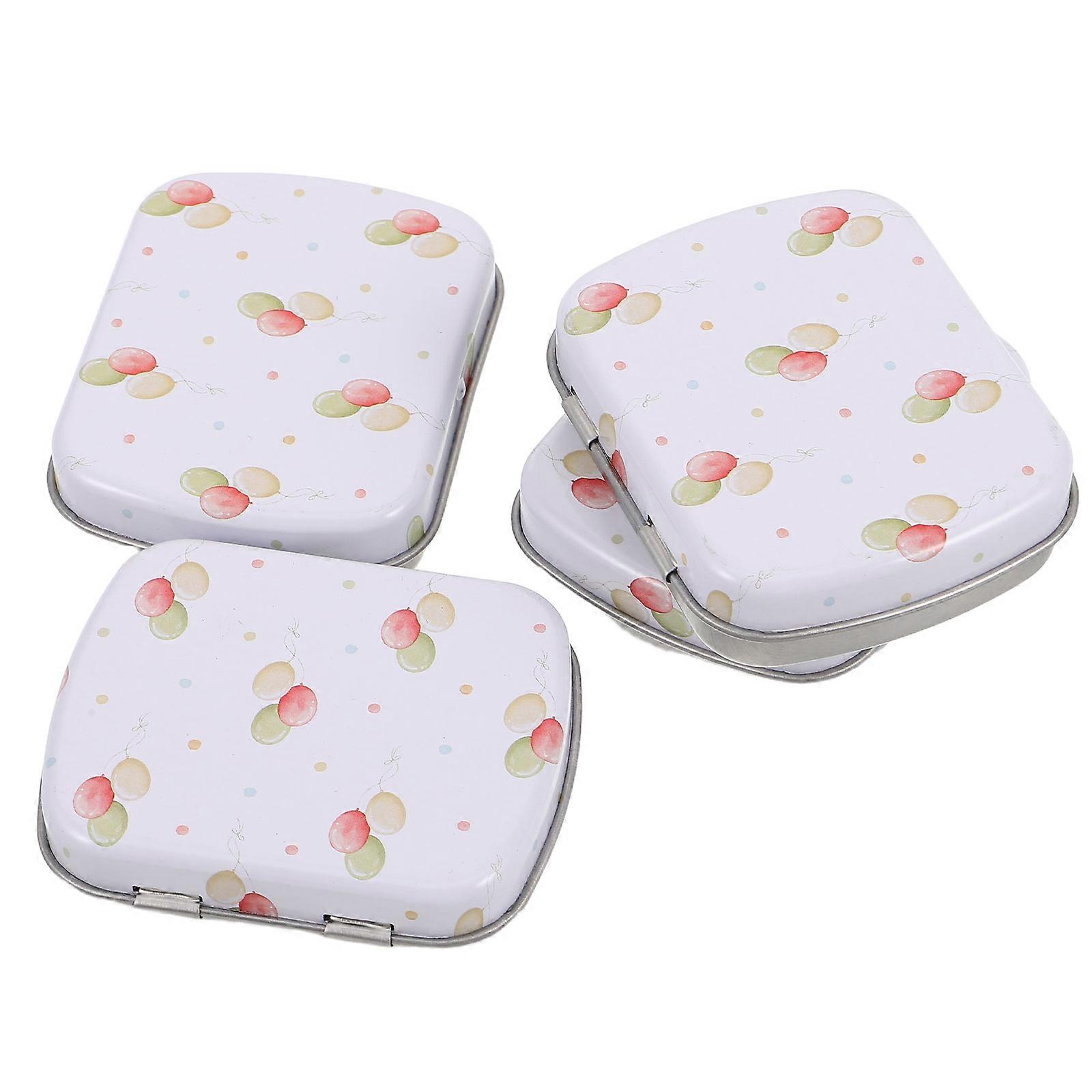 Small Tin Box with Hinge Lid for Storage 4Pcs Assorted Color Metal Containers