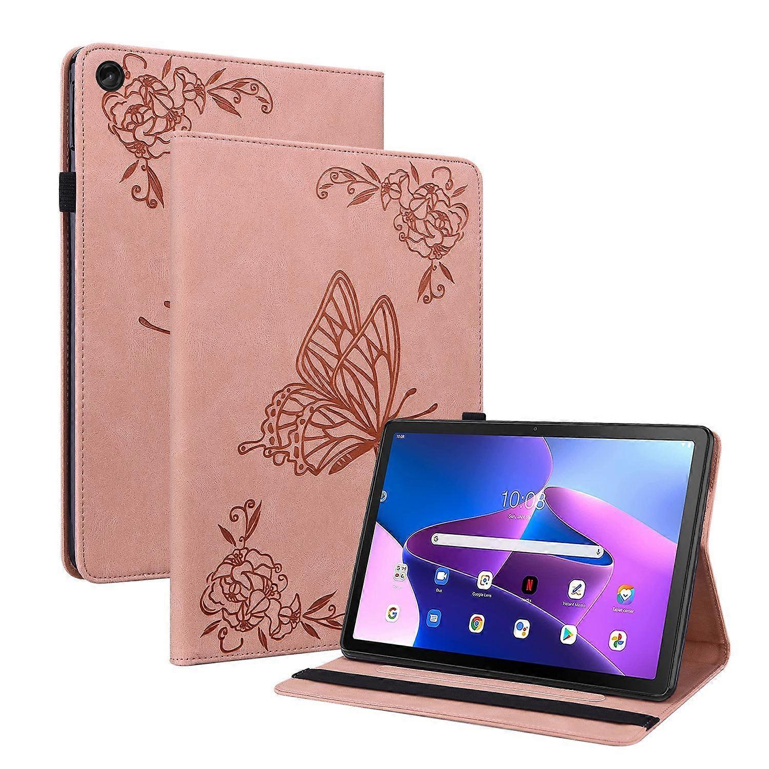 Tablet Case for Lenovo Tab M10 Gen 3 Butterfly Pattern Flexible Durable Soft TPU Flip Cover with Adjustable Stand Slots