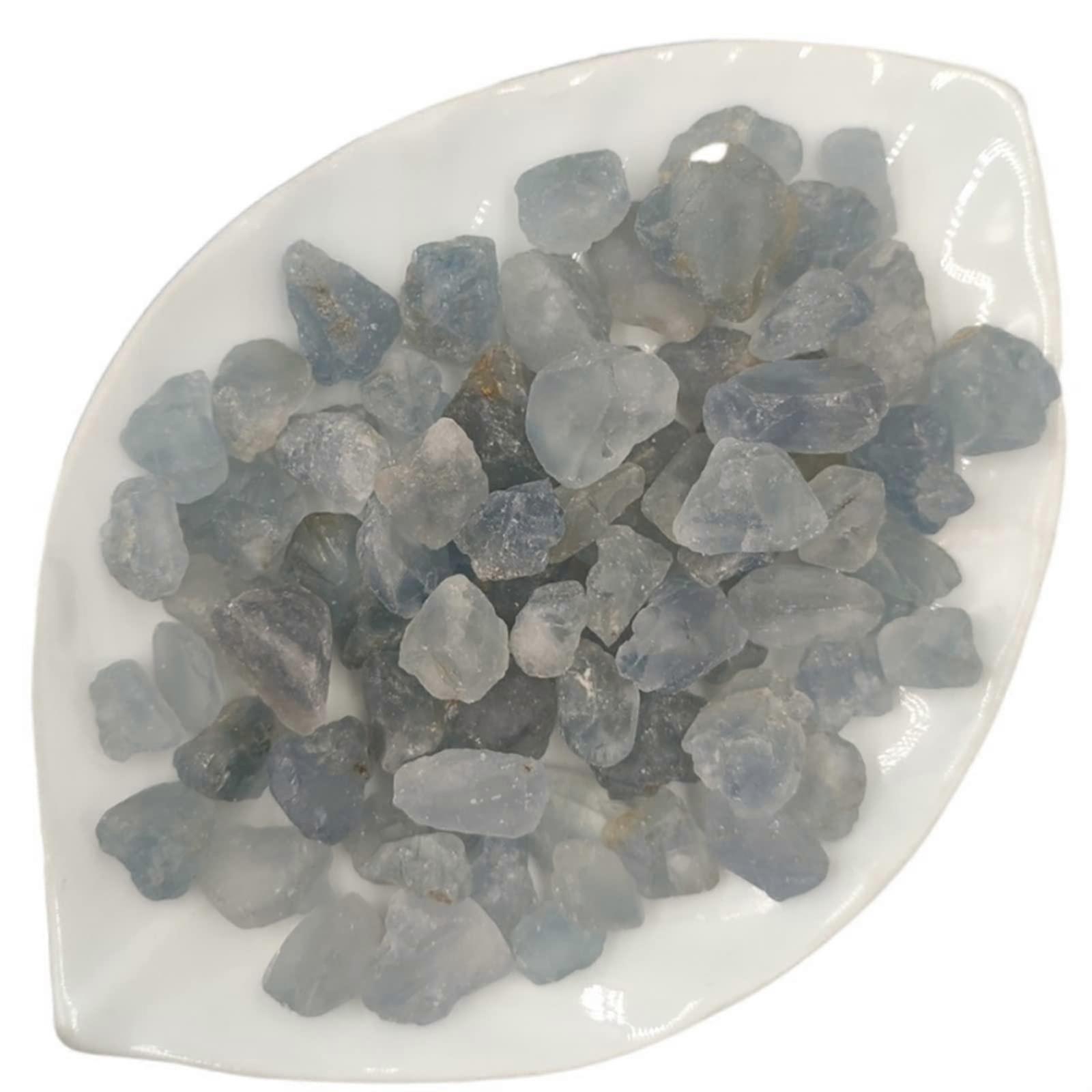 Natural Rough Celestite Quartz Crystal Tumbled Stone Chip Gravel 100g Pack for Home Aquarium Decoration and Specimen Collection