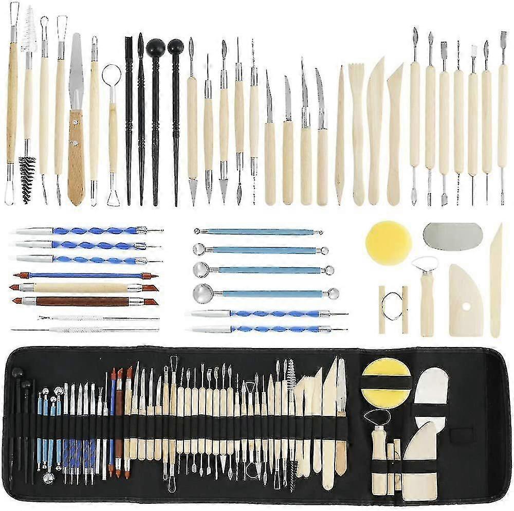 20-Piece Polymer Clay Tool Kit for Pottery and Sculpting with Wooden Dotting Tools